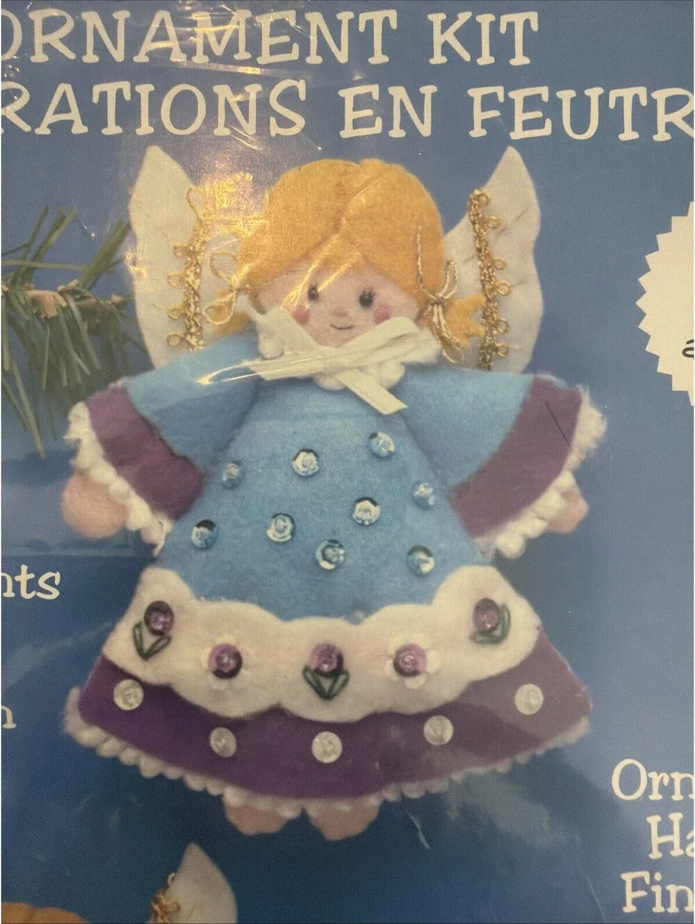Rare DIY Design Works Felt Ornament Kit Angels 3 Ornaments New Sealed